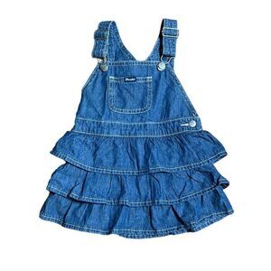 Wrangler girls denim tiered overall dress 2T new